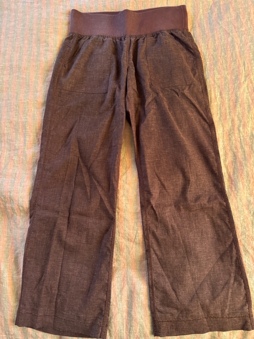 Prana Women’s Maroon Elastic-Waist cotton/linen crop pant